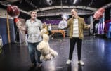 John Elkington and Tom Hopcroft in rehearsal for Cinderella. Photo by Pamela Raith.