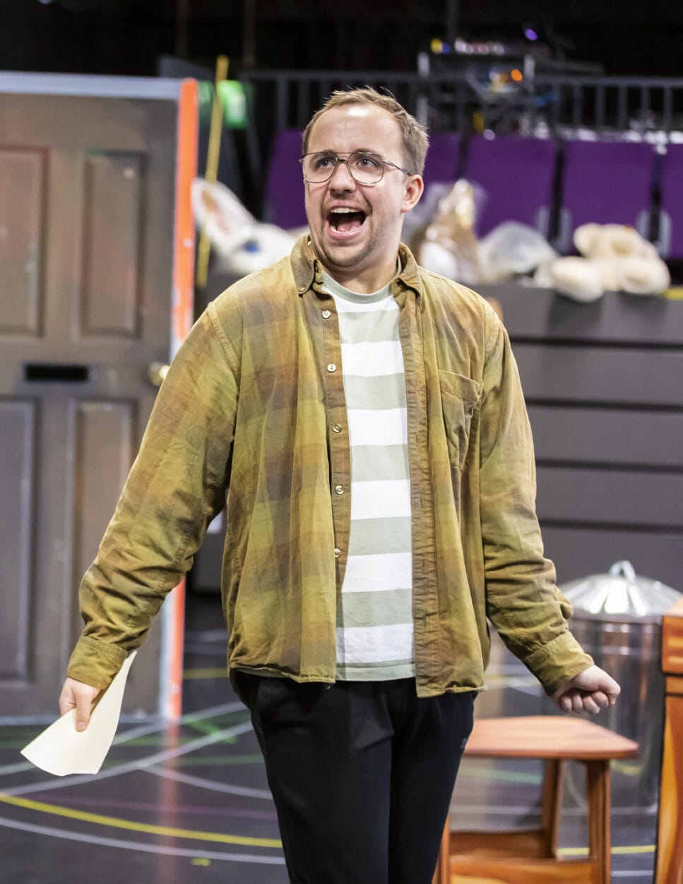 Tom Hopcroft in rehearsal for Cinderella. Photo by Pamela Raith.