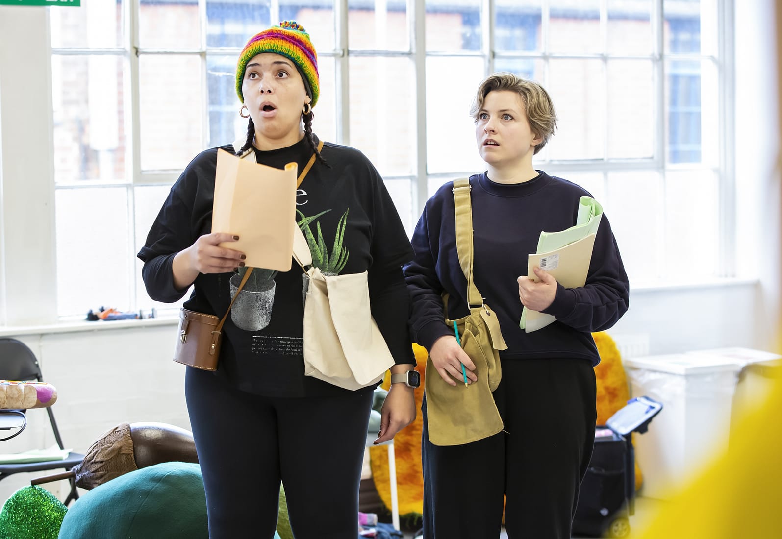 Maya Thompson and Megan Vaughan-Thomas in rehearsal for Hansel and Gretel. 