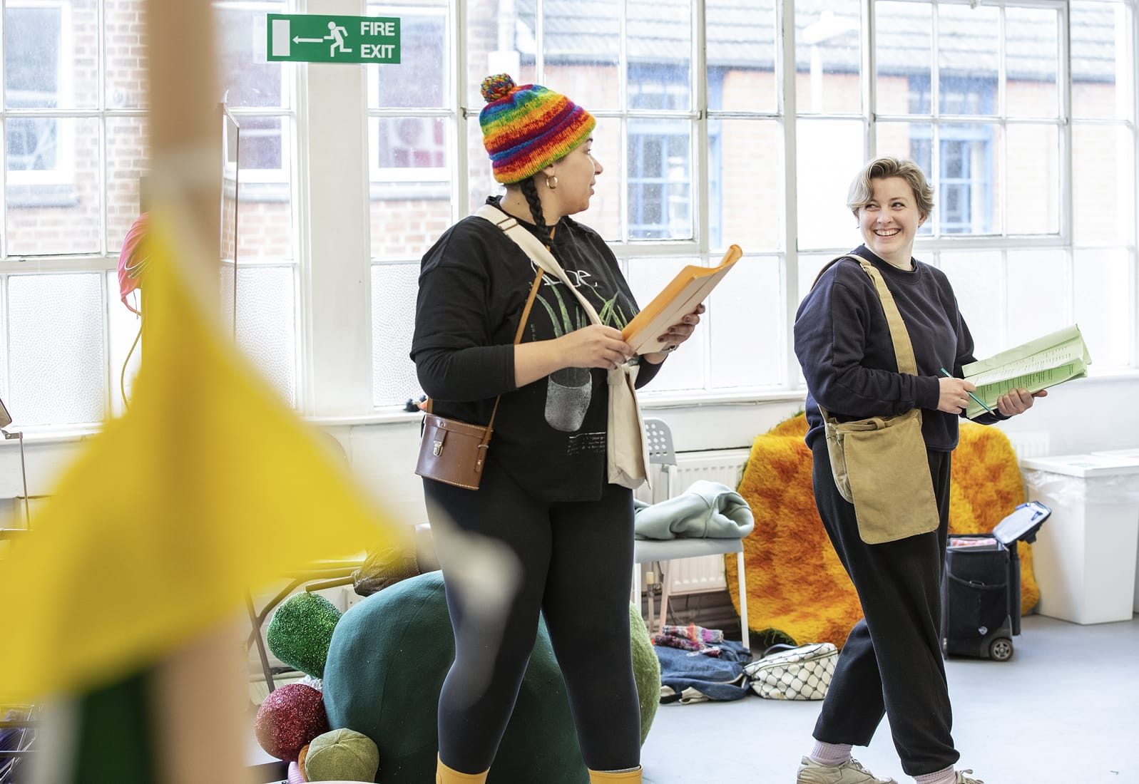 Maya Thompson and Megan Vaughan-Thomas in rehearsal for Hansel and Gretel.
