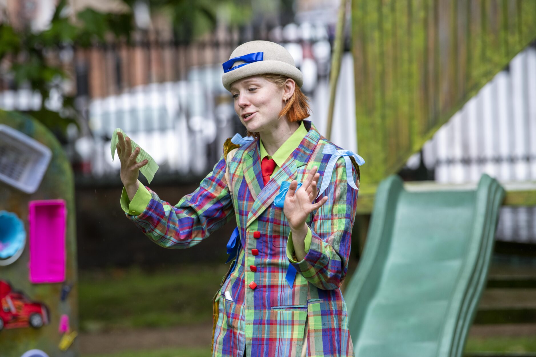 Zoë May Dales as Malvolio in Twelfth Night. (Photo by Tracey Whitefoot).