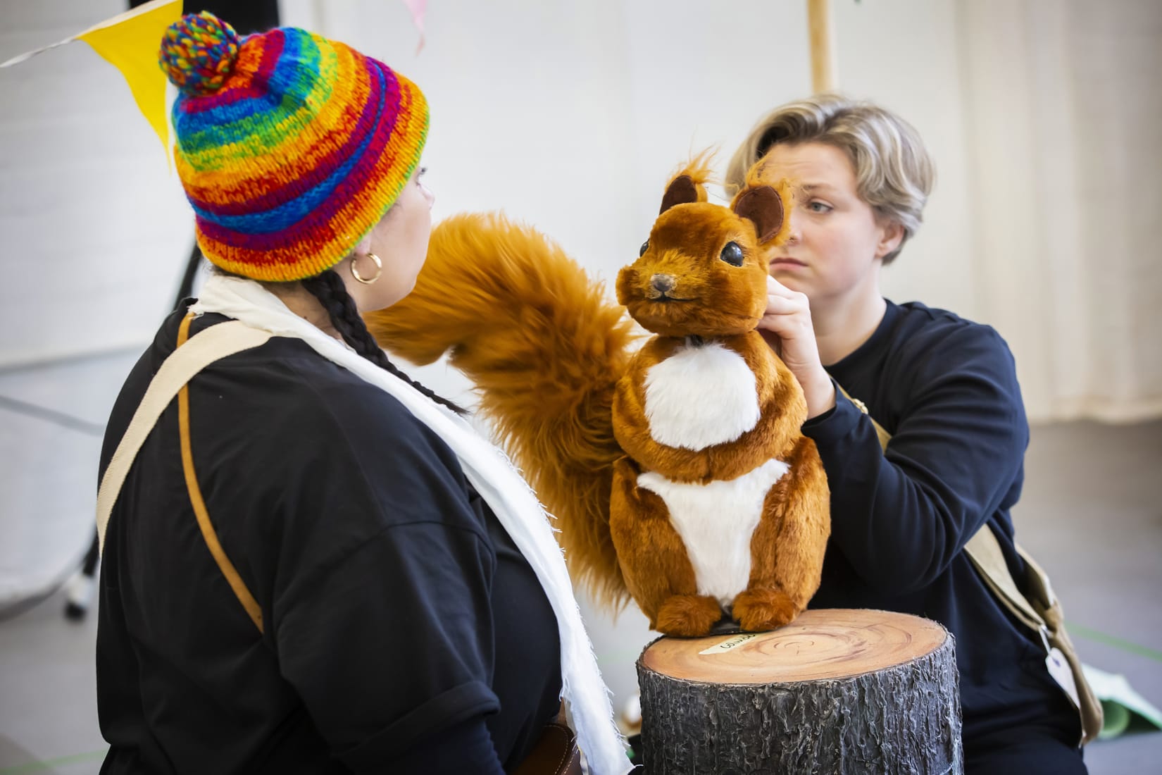 Maya Thompson and Megan Vaughan-Thomas in rehearsal for Hansel and Gretel.