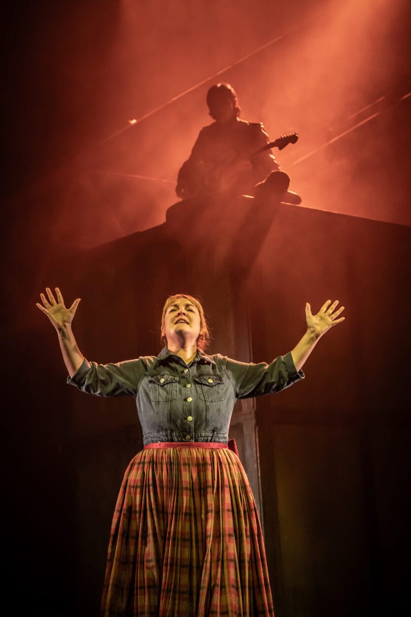 Daneka Etchells and Killian Thomas Lefevre on stage in The Real and Imagined History of the Elephant Man. 