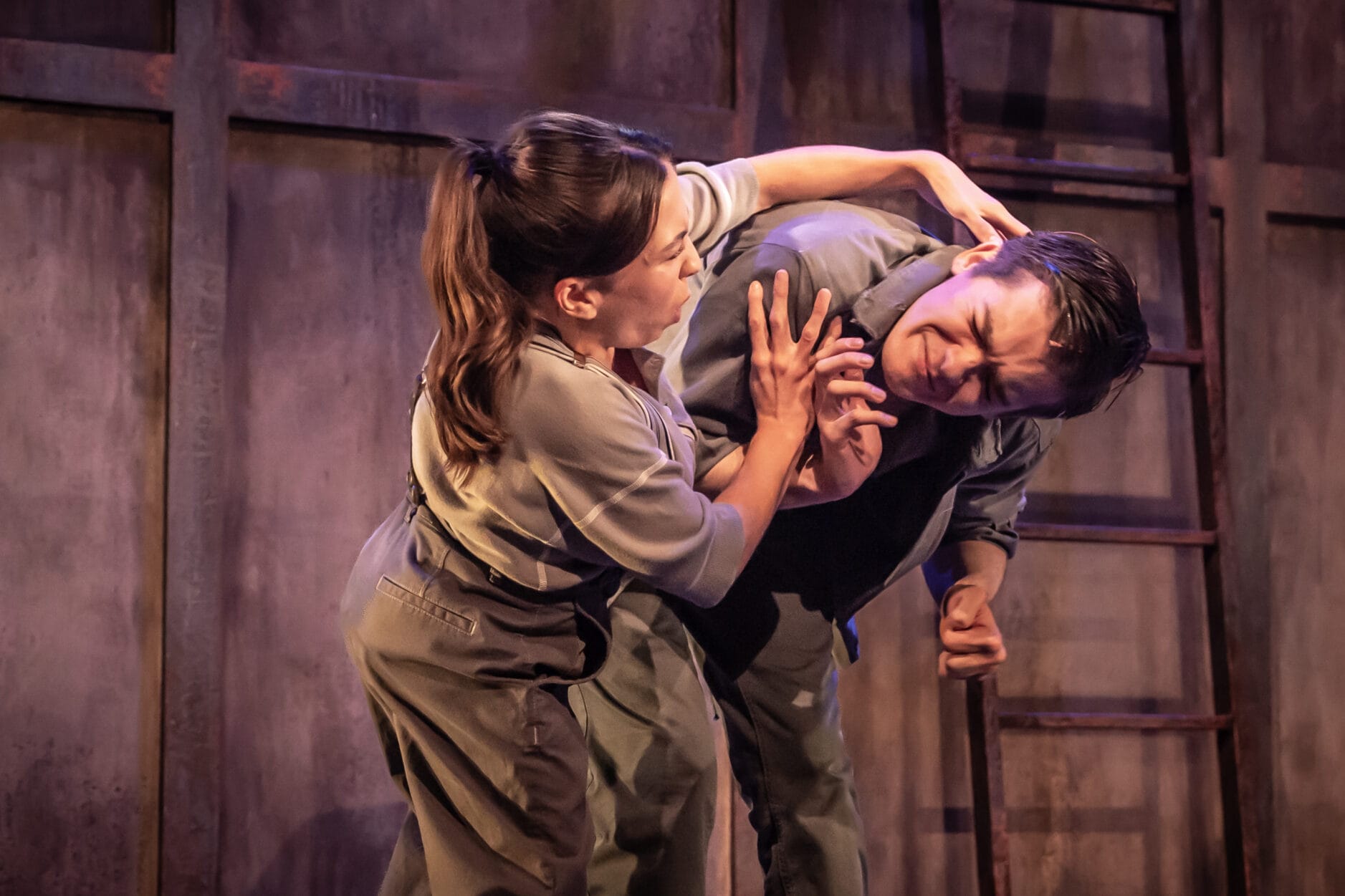 Annabelle Davis and Zak Ford-Williams on stage in The Real and Imagined History of the Elephant Man