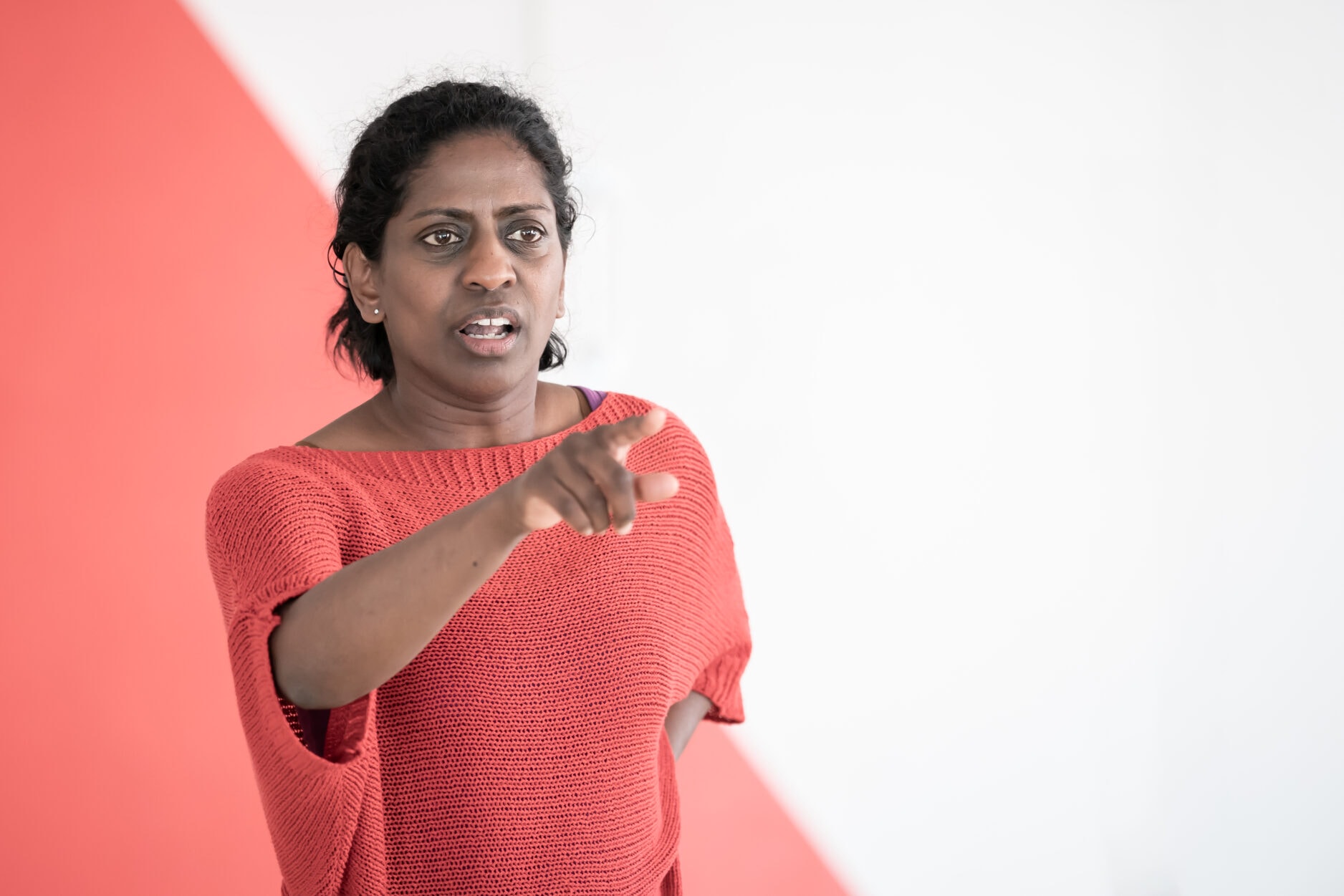 Nadia Nadarajah in rehearsal for The Real & Imagined History of the Elephant Man