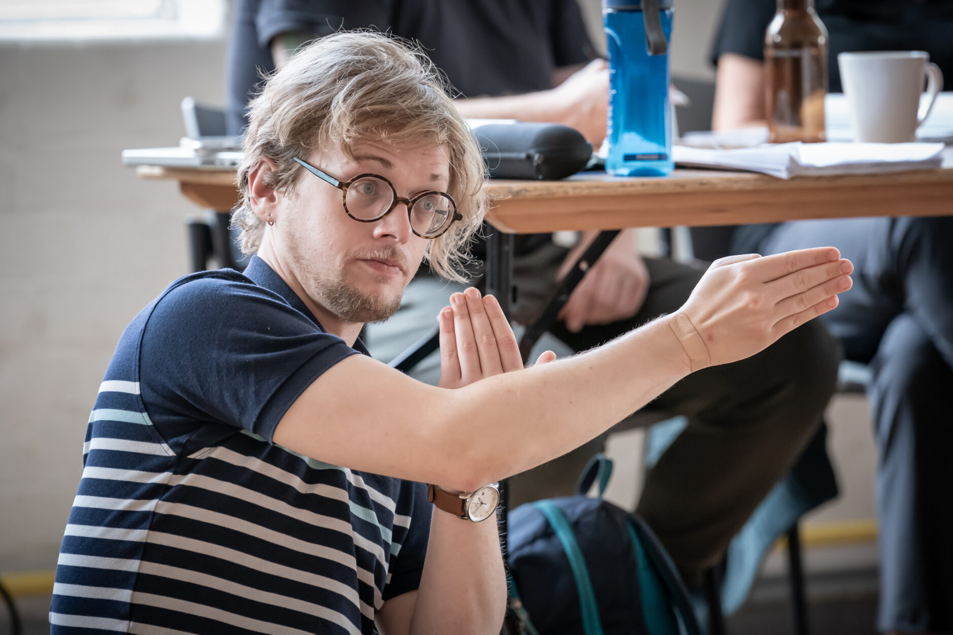 Stephen Bailey, Director, in rehearsal for The Real & Imagined History of the Elephant Man. 