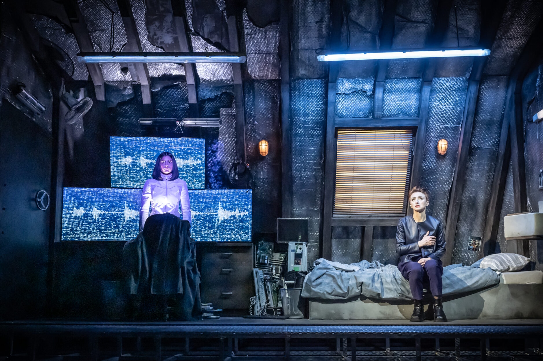 Tanvi Virmani and Jodie McNee in Minority Report. (Photo by Marc Brenner)