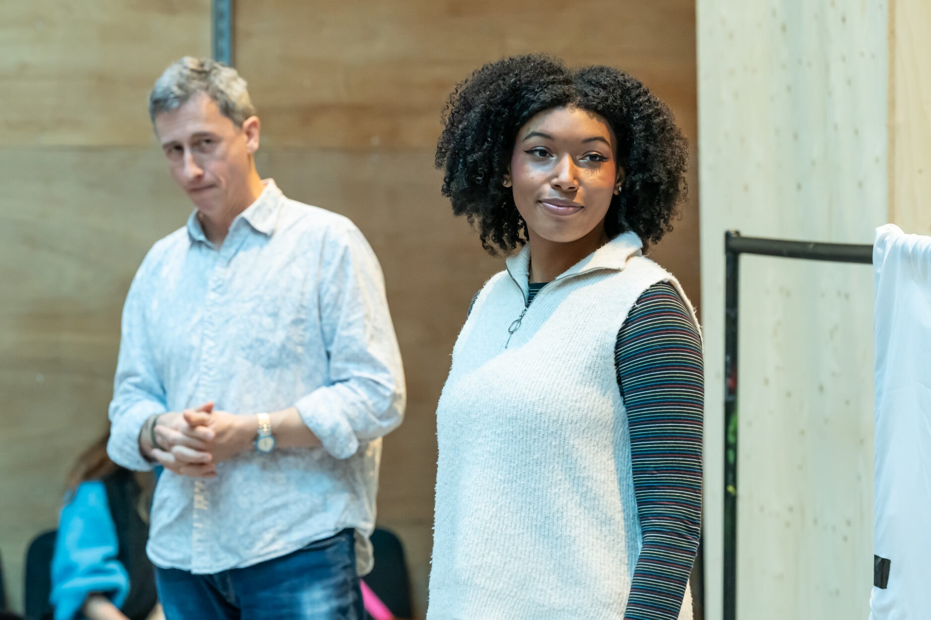 Nicholas Rowe and Xenoa Campbell-Ledgister in rehearsal for Minority Report. Photo by Marc Brenner.