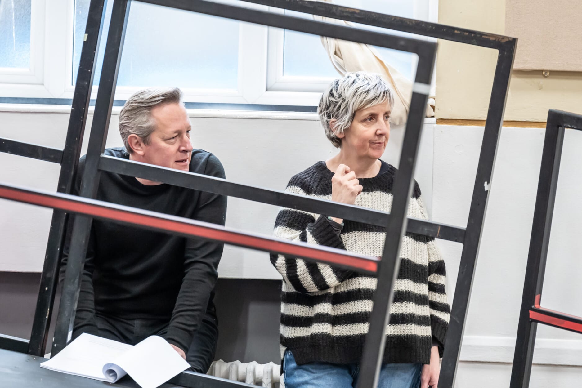 Tony Hirst and Julie Hesmondhalgh in rehearsal for Punch. Photo by Marc Brenner.