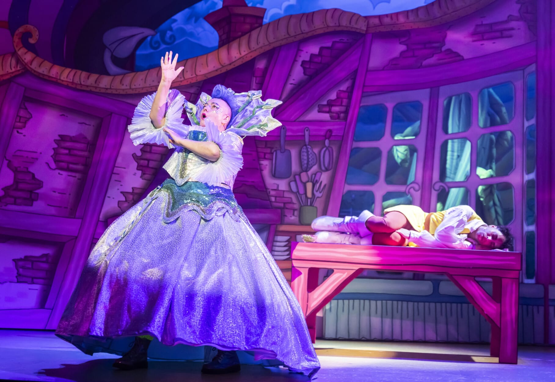 Caroline Parker and Finton Flynn in Jack and the Beanstalk. Photo by Pamela Raith.