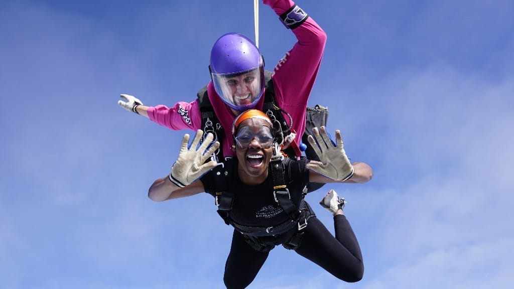 NEWS:  Panto Dame and theatre staff take to the skies in fundraising bid