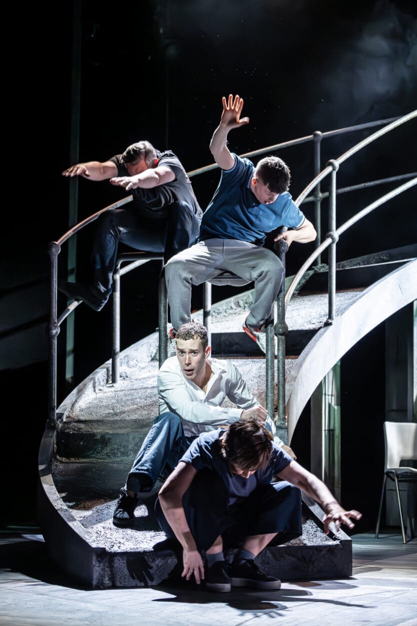 David Shields as Jacob with the cast of Punch. Photo by Marc Brenner.