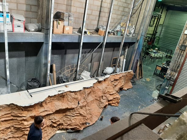 Constructing the cliff face.