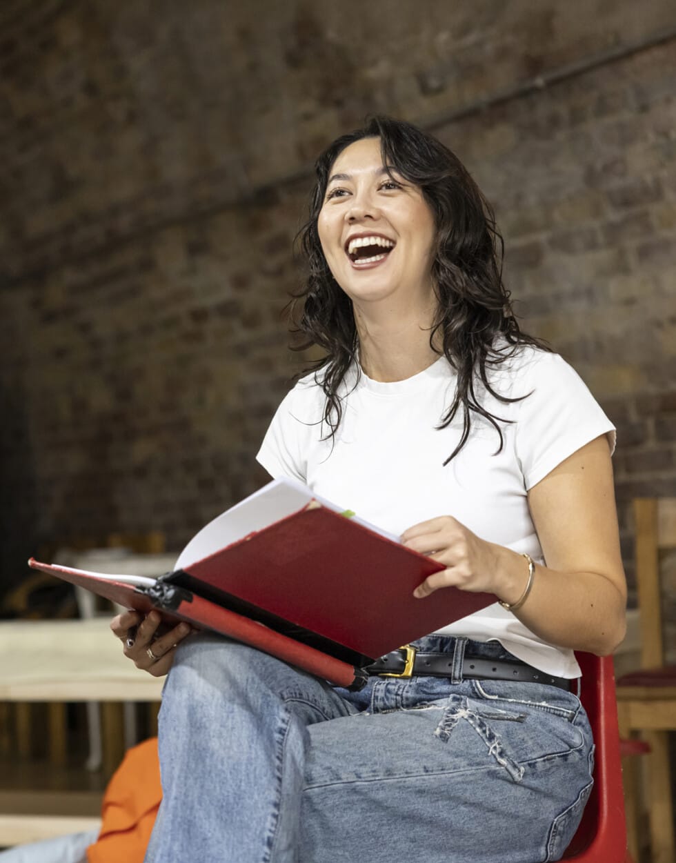 Kirsty Rider in rehearsals for Eureka Day. Photo by Pamela Raith.